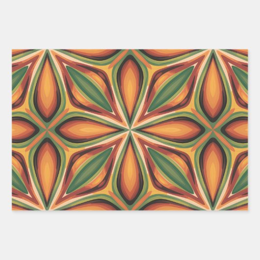 Retro-Blüte Geschenkpapier Set (Vorderseite)