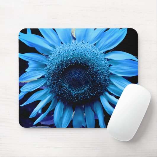 Retro Blütenblume Blume Blauer Sonnenblume Mousepad (Mit Mouse)