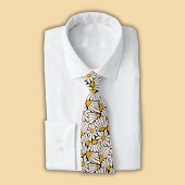 Retro BlütenSenf, gelb, schwarz Krawatte