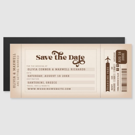 Retro Boarding Pass das Datumsfenster auf Magnetkarte (Vorne/Hinten)