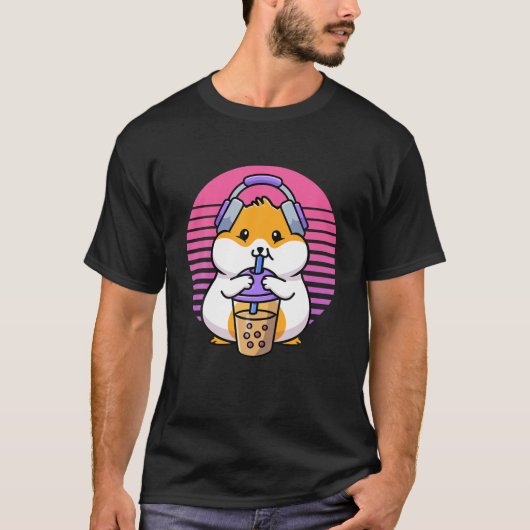 Retro Boba und Kpop Kawaii Hamster K-Pop Merchandi T-Shirt (Vorderseite)