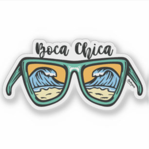 Retro Boca Chica Beach beiderseits Kunstwerke. T-S Aufkleber