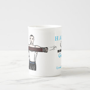 Retro Bodybuilding 90. Geburtstag personalisierte  Porzellantasse