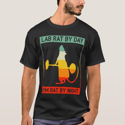 Retro Bodybuilding Lab Rat By Day Gym Rat By Night T-Shirt (Vorderseite)