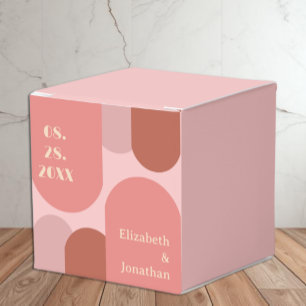 Retro Bögen Korallenrosa Hochzeit Geschenkschachtel