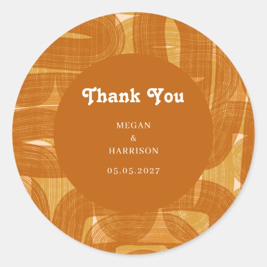 Retro-Bögen und -Linien, gelb, klassisch R Runder Aufkleber (Vorderseite)