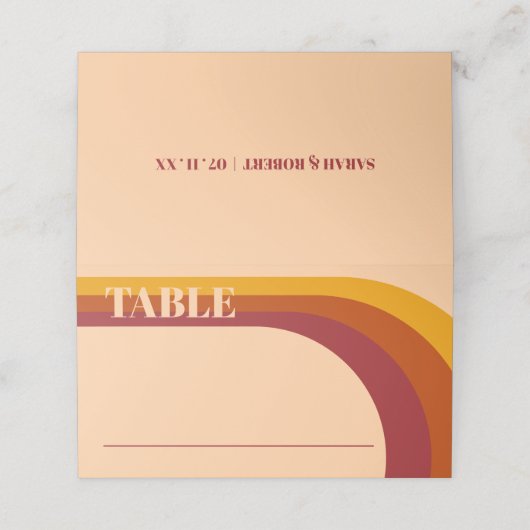 Retro-Bogenriss Platzkarte (Außenseite Aufgefaltet)