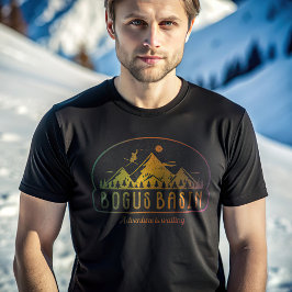Retro Bogus Becken Ski Abenteuer Gewartet T-Shirt