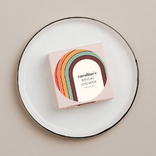 Retro Bohemian Regenbogen Brautparty individuell Runder Aufkleber