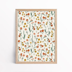 Retro-Bohemien-Wildblumen-Botanik-Kunst Poster