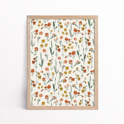 Retro-Bohemien-Wildblumen-Botanik-Kunst Poster