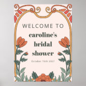 Retro Bohemisch Art Nouveau Floral Brautparty Poster (Vorne)