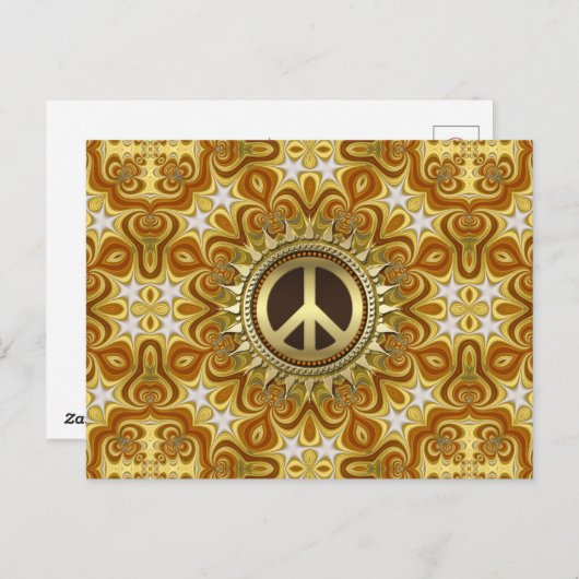 Retro Bohemisch Groove Peace Symbol Postkarte (Vorne/Hinten)