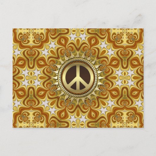 Retro Bohemisch Groove Peace Symbol Postkarte (Vorderseite)