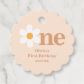 Retro Bohemisch One Daisy Erster Geburtstag Geschenkanhänger (Vorderseite)