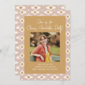 Retro Bohemisch Sun Sunburst Foto Graduation Party Einladung (Vorne/Hinten)