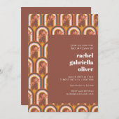 Retro Bohemisch Terracotta Floral Bat Mitzvah Einladung (Vorne/Hinten)