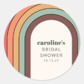 Retro Bohemischer Regenbogen Einzigartiges Brautpa Runder Aufkleber (Vorderseite)