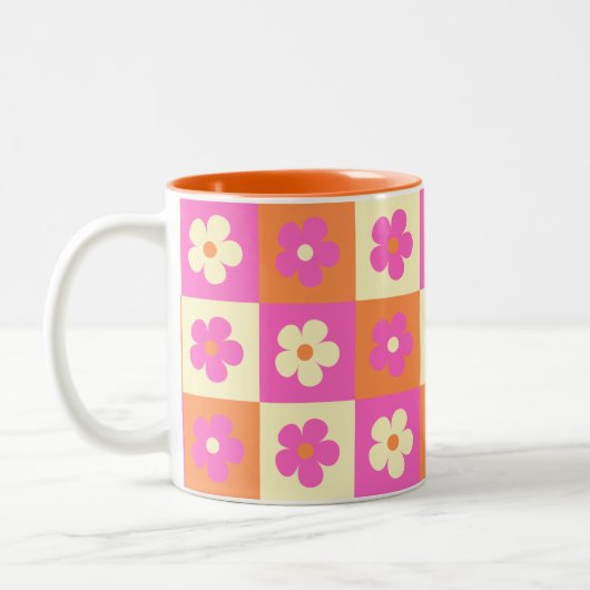 Retro Bohemisches Blumenmuster Zweifarbige Tasse (Links)