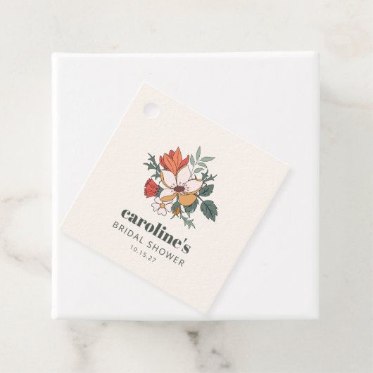 Retro Bohemisches florales Nouveau Brautparty Cust Geschenkanhänger (Beispiel)