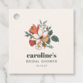 Retro Bohemisches florales Nouveau Brautparty Cust Geschenkanhänger (Vorderseite)