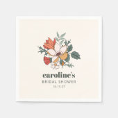 Retro Bohemisches florales Nouveau Brautparty Cust Serviette (Vorderseite)