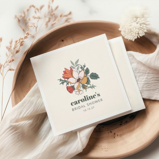 Retro Bohemisches florales Nouveau Brautparty Cust Serviette