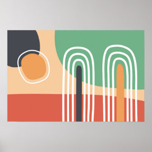 Retro-böhmische abstrakte Linienkunst Poster