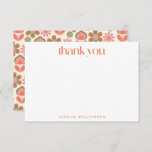 Retro Boho 70er Blume Rosa Benutzerdefiniertes Bra Dankeskarte