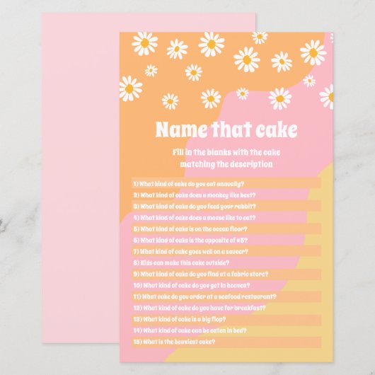 Retro Boho 70er Brautparty Name, dass Cake Game (Vorne/Hinten)