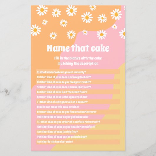 Retro Boho 70er Brautparty Name, dass Cake Game (Vorderseite)