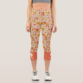 Retro Boho 70er Floral Muster Custom Pickleball Capri Leggings (Vorderseite)