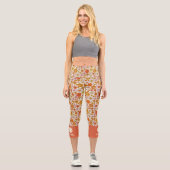 Retro Boho 70er Floral Muster Custom Pickleball Capri Leggings (Vorderseite)