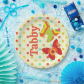 Retro boho 70er Streifen Polka Dot Schmetterlingor Pappteller (Party)