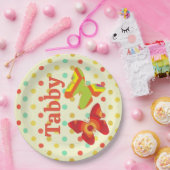 Retro boho 70er Streifen Polka Dot Schmetterlingor Pappteller (Party)