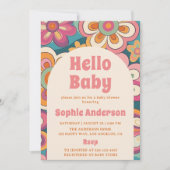 Retro Boho 70s Groovy Floral Baby Shower    Einladung (Vorderseite)