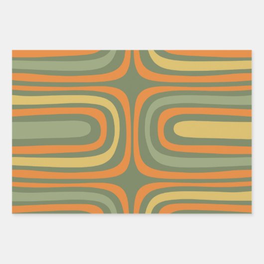 Retro Boho Abstrakt Confaab Modernes Muster Geschenkpapier Set (Vorderseite 3)