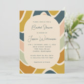Retro Boho Abstrakt Wavy Pastel Aquamarines Brautp Einladung (Stehend Vorderseite)