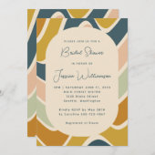 Retro Boho Abstrakt Wavy Pastel Aquamarines Brautp Einladung (Vorne/Hinten)