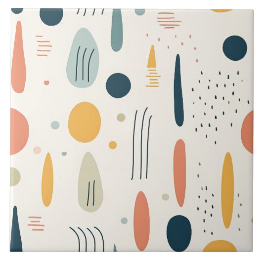 Retro Boho Abstrakte Kollektion Fliese (Vorderseite)