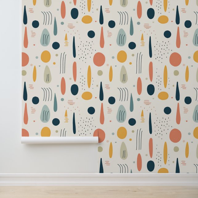 Retro Boho Abstrakte Kollektion Tapete (Anwendung)