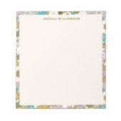 Retro Boho Aquamarin Brown Floral Niedlich Baby Du Notizblock (Vorderseite)