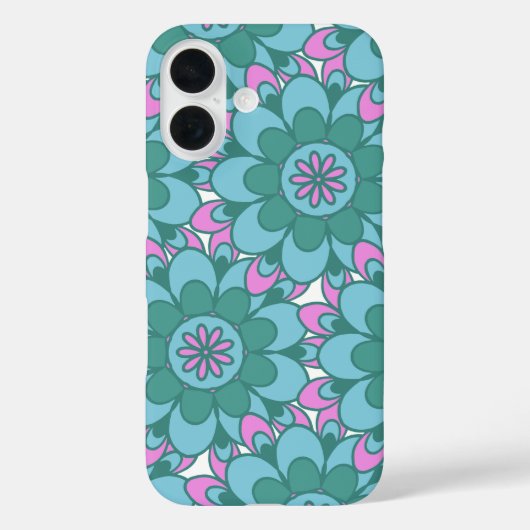 Retro Boho Aquamarin Mandala Blume Pattern Case-Mate iPhone Hülle (Rückseite)
