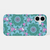 Retro Boho Aquamarin Mandala Blume Pattern iPhone 16 Hülle (Rückseite (Horizontal))