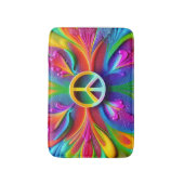 Retro Boho Bath Mat Peace Signie Vintages Hippie Badematte (Vorderseite Vertikal)