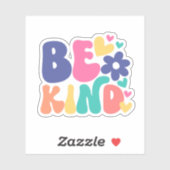 Retro Boho Be Kind – Colorful Groovy Flower Heart Aufkleber (Blatt)