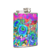 Retro-boho-blaue lila-rosa Blume Flachmann (Rechts)