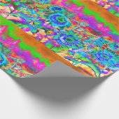 Retro-boho-blaue lila-rosa Blume Geschenkpapier (Ecke)