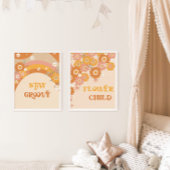 Retro boho bleibe Groovy Blume Kind Kinderzimmer Bilderwand Sets
