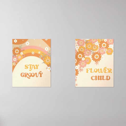 Retro boho bleibe Groovy Blume Kind Kinderzimmer Bilderwand Sets (Vorderseite)